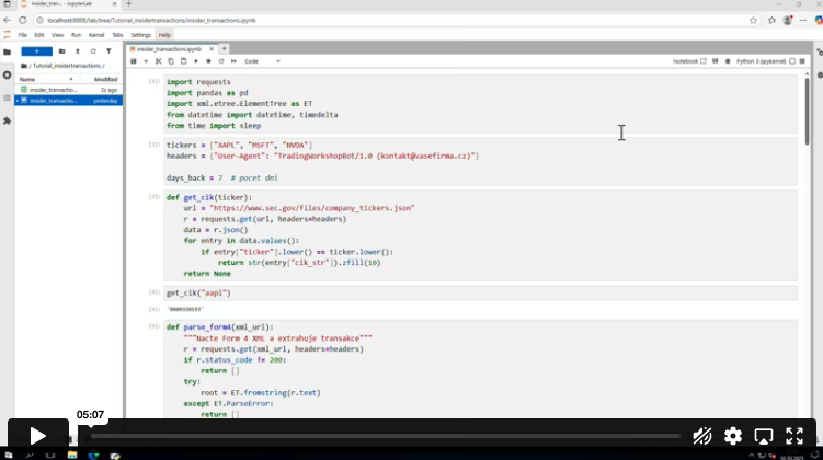 Více informací o "Automatizace stažení insider transakcí"